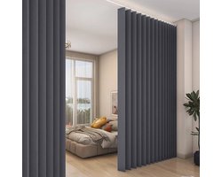 Verduisterende Gordijnen - Qelus - Gordijn Kant en Klaar - Blackout Curtains met Metalen Haken -B 254 x H241cm - Donkergrijs - 1 stuks