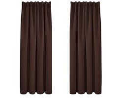 Verduisterende Gordijnen Set van 2 - 140x200 cm (BxH) - Chocolade - Kant-en-klaar met Plooiband - Ondoorzichtige Thermogordijnen voor Slaapkamer