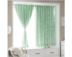 Verduisterende Jaloezieën - Raambekleding Gordijnen - Slaapkamer Privacy - Zonder Boren Plakken - W120 H150CM - Groen
