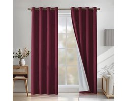 Verduisterende Linnen Effect Gordijnen Set Van 2, 140x200cm, Ondoorzichtig Warmte-Isolerende Gordijnen Met Ringen, Geluidsdemping Voor Slaapkamer Woonkamer
