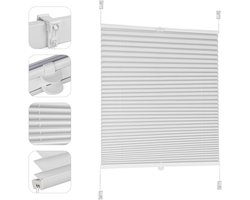 Verduisterende plissé gordijnen zonder boren, klembevestiging jaloezie 35x120 cm wit