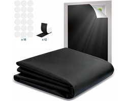 Verduisterings gordijn - warmte/licht werend doek - 2 Meter x 1.45 Meter - 100% verduisterend + Isolerend Makkelijke Bevesteging met Nanodots of klitteband strips