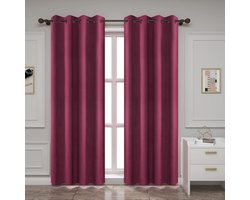 Verduisteringsgordijn, ondoorzichtig, fluwelen gordijnen met inslagringen, 2 stuks, thermogordijn, ringgordijn, 300 g/m² zware verduisteringsgordijnen, lichtdicht, voor slaapkamer en woonkamer, 140 x 270 cm, bordeauxrood