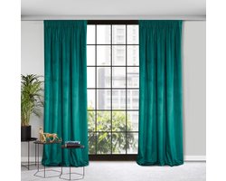 Verduisteringsgordijn, Ondoorzichtig, Satijnen Gordijn met Gordijnband - 1 st. Extra Lang Gordijn, Elegant, Effen, Woonkamer, Slaapkamer, 135x300 cm, Donkerturkoois