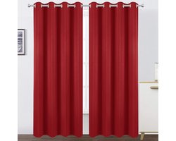 Verduisteringsgordijnen (1 stuk) - met ringen - slaapkamer gordijnen - woonkamer gordijnen - effen kleur - hoogwaardige gordijnen - Felrood - 1,4 m x 2,6 m