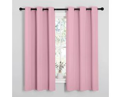 Verduisteringsgordijnen (1 stuk) - met ringen - slaapkamer gordijnen - woonkamer gordijnen - effen kleur - hoogwaardige gordijnen - Roze - 1,32 m x 1,83 m