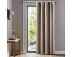 Verduisteringsgordijnen Eenvoudig te Installeren, 140x240cm (B x H), Taupe, 1 stuk, Ondoorzichtige Gordijnen met Ringen voor Slaapkamer