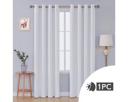 Verduisteringsgordijnen met Oogjes,Lichtdichte Gordijnen voor de Woonkamer, Slaapkamer, Kerst, Kant en Klaar, 140x290 cm (B x H), Grijswit, 1 stuk