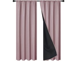 Verduisteringsgordijnen met twee panelen voor bescherming tegen de zon in de woonkamer - 132 cm x 241 cm (roze)