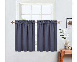 Verduisteringsgordijnen, moderne halve cafékeukens, raamgordijnen voor de badkamer, korte jaloezieën voor kleine ramen, 66 x 61 cm, set van 2, donkergrijs