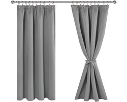 Verduisteringsgordijnen set van 2 voor woonkamer en slaapkamer - thermisch, kort, grijs (H 137 x B 117 cm)