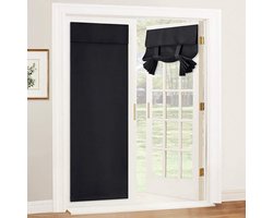 Verduisteringsgordijnen, warmte-isolerende en lichtwerende gordijnen, Franse gordijnbanden, zonwerende en energiebesparende dubbele deurjaloezieën, 26 x 69 inch, zwart, 1 stuk