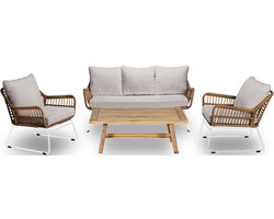Verena loungeset teak wit 4-delig
