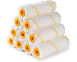 Verfrollerhoezen - 10 stuks - Microvezel verfroller voor muuren - Wasbare vervanghoezen - Korte stapel verfroller - Verfbenodigdheden voor muren, kasten, deuren & deurbladen - 4 inch