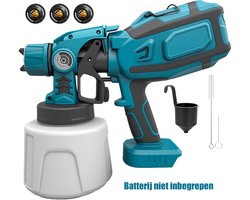 Verfspuit voor Makita 18V MAX accu, snoerloos HVLP handspuitpistool, 200W borstelloze motor met koperen spuitmond, regelbare verfstraal voor muren, kasten, meubels en hekken (alleen het apparaat)