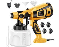 Verfspuitpistool - 800W - Krachtig elektrisch verfspuitpistool - Gemakkelijk schoon te maken - voor meubels, kasten, schuttingen, muren, deuren en tuinstoelen - Geel