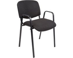 Vergaderstoel Economy+ Zwart - Stapelbaar - Bezoekersstoel - Vergaderstoel met armleuning - Vergaderstoelen