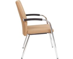 Vergaderstoel F240 4-poots met chrome onderstel in beige stof