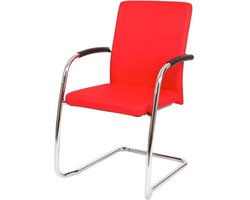 Vergaderstoel F240 met slede chrome onderstel rood