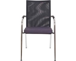 Vergaderstoel F260 4-poots frame met zwarte rug mesh en grijze zitting
