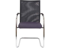 Vergaderstoel F260 slede frame met zwarte rug mesh en grijze zitting