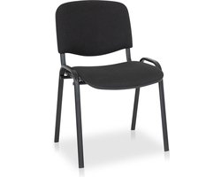 Vergaderstoel - kantinestoel - Model ISO - Stof zwart - Frame zwart - Stapelbaar