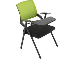 Vergaderstoel met schrijfplank - Stoel voor thuiswerk - Efficiënt studeren - Stapelbaar en draaibaar bord - 50x57x82cm - Groen