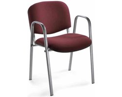 Vergaderstoel of conferentiestoel basic chroom frame met armleuningen Bordeaux stof