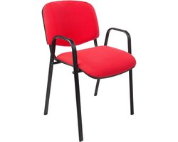 Vergaderstoel of conferentiestoel basic chroom frame met armleuningen Rood stof