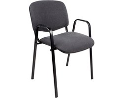 Vergaderstoel of conferentiestoel basic zwart frame met armleuningen Helblauw stof