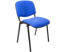 Vergaderstoel of conferentiestoel basic zwart frame zonder armleuningen helblauw stof