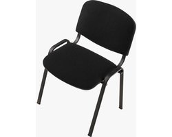 Vergaderstoel of conferentiestoel basic zwart frame zonder armleuningen zwart stof