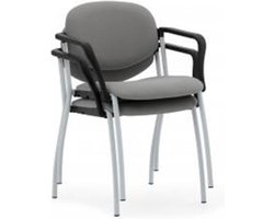 Vergaderstoel Ruby kleur Antraciet materiaal Stof Met armleuning en collegeplank van hout framekleur Chroom