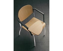 Vergaderstoel Ruby kleur Houtkleur materiaal Hout Met armleuning en collegeplank van hout framekleur Chroom