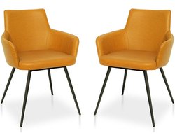 Vergaderstoel/Kantinestoel Wilson  - Set van 2 - Cognac PU Kunstleer