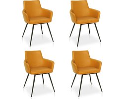 Vergaderstoel/Kantinestoel Wilson  - Set van 4 - Cognac PU Kunstleer
