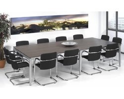 Vergadertafel 12 personen Kubus breed 320CM diep 160CM bladkleur Beuken framekleur Aluminium (RAL9006)