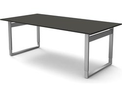 Vergadertafel Atwork antraciet 200x100cm verstelbaar