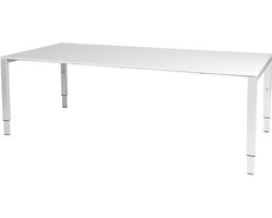 Vergadertafel Domino - 220x100 wit - wit frame