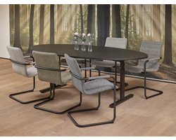 Vergadertafel Quick ellips 220x110cm frame Zwart (RAL9005) blad Ahorn