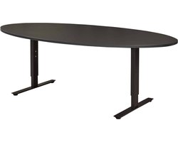Vergadertafel Teez ellips 220x110cm frame Zwart (RAL9005) blad Zwart Mat (anti fingerprint)