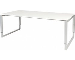 Vergadertafel - Verstelbaar - 200x100 wit - alu frame