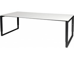 Vergadertafel - Verstelbaar - 220x100 wit - zwart frame