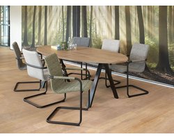 Vergadertafel Victory 220x110cm frame Antraciet (Ral 7016) blad Licht Eiken