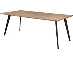 Vergadertafel Victory 4-poots recht 200x100 frame Antraciet (Ral 7016) blad Licht Eiken