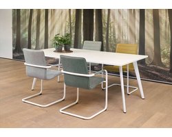 Vergadertafel Victory 4-poots recht 200x100 frame Wit (RAL9010) blad Licht Eiken