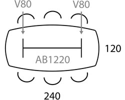 Vergadertafel Victory Deens Ovaal 240x120cm frame Wit (RAL9010) blad Halifax Eiken