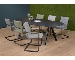 Vergadertafel Victory Deens Ovaal 240x120cm frame Wit (RAL9010) blad Licht Eiken
