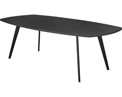 Vergadertafel Victory Deens Ovaal 4-poots 240x120cm frame Aluminium (RAL9006) blad Licht Eiken