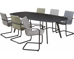 Vergadertafel Victory Deens Ovaal 4-poots 240x120cm frame Antraciet (Ral 7016) blad Wit